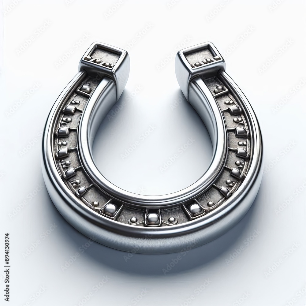A shiny silver horseshoe for good luck, isolated on white backgr A shiny silver horseshoe for good luck, isolated on white backgr