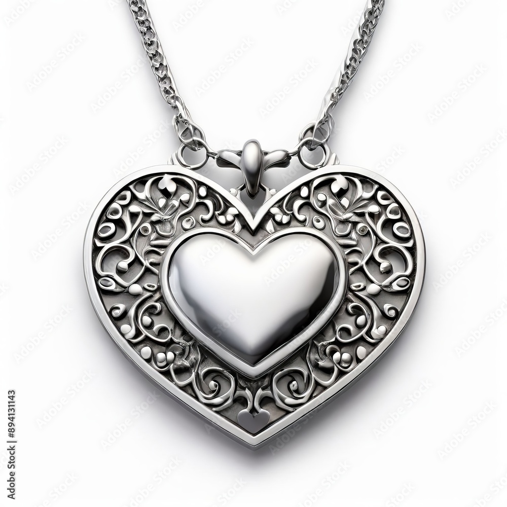 a silver necklace with a heart shaped pendant k uhd very detaile a silver necklace with a heart shaped pendant k uhd very detaile
