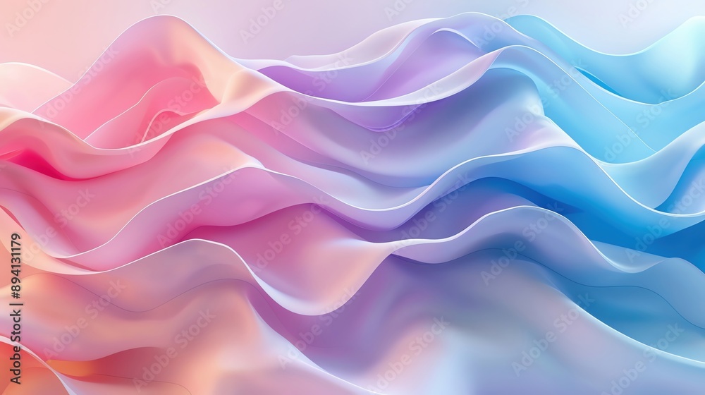 Obraz premium Soft pastel wave pattern background with large copy space, more clarity with clear light and sharp focus, high detailed