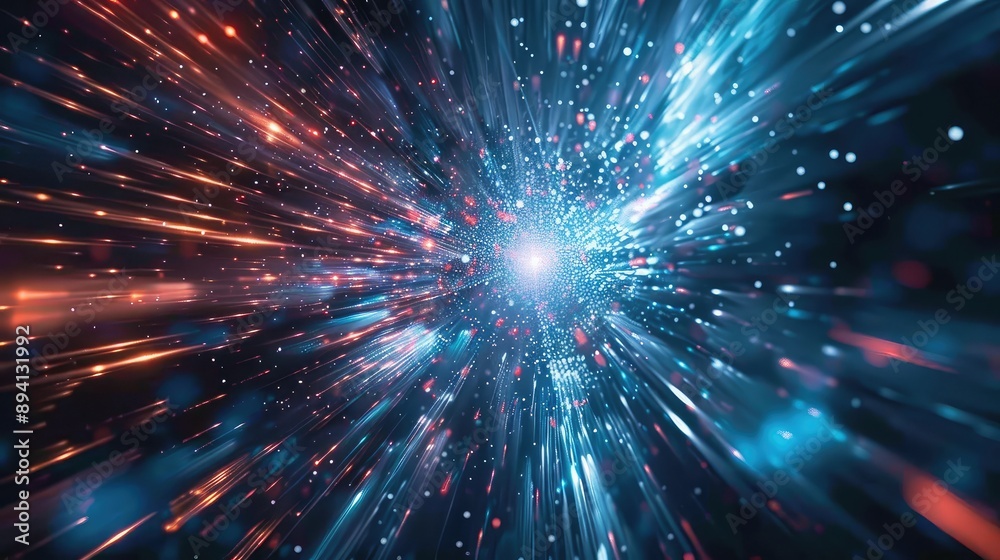 Naklejka premium Futuristic Light Speed Explosion with Vibrant Colors