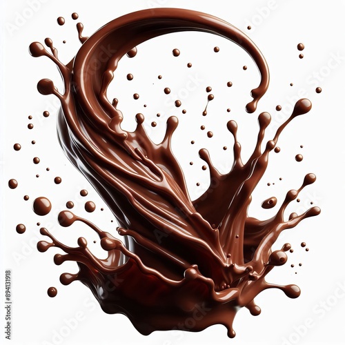 A spray of chocolate syrup thick and sweet as it splashes, close photo