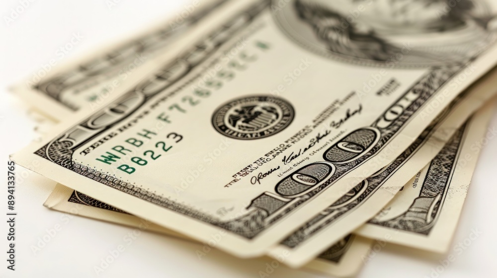 Pile of money with dollar bills isolated on white background. Pile of money with dollar bills isolated on white background.