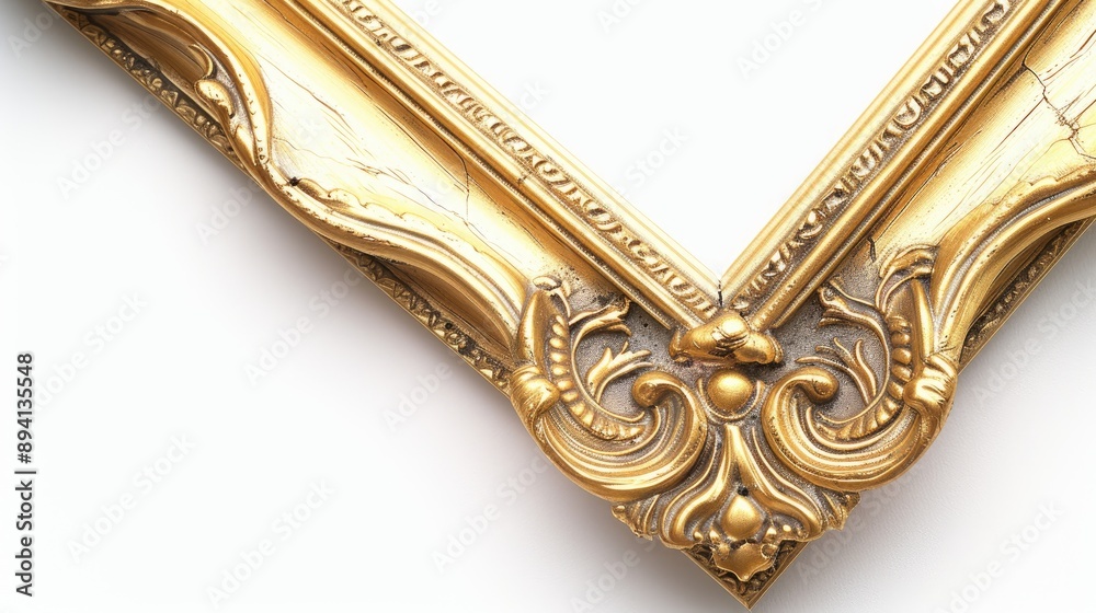 Obraz premium Aged gold frame on white background