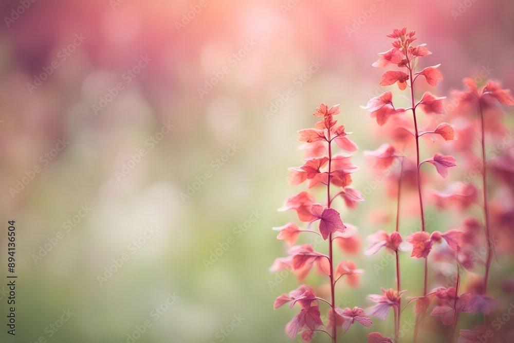 Coral bells flower bokeh background, AI Generated Coral bells flower bokeh background, AI Generated