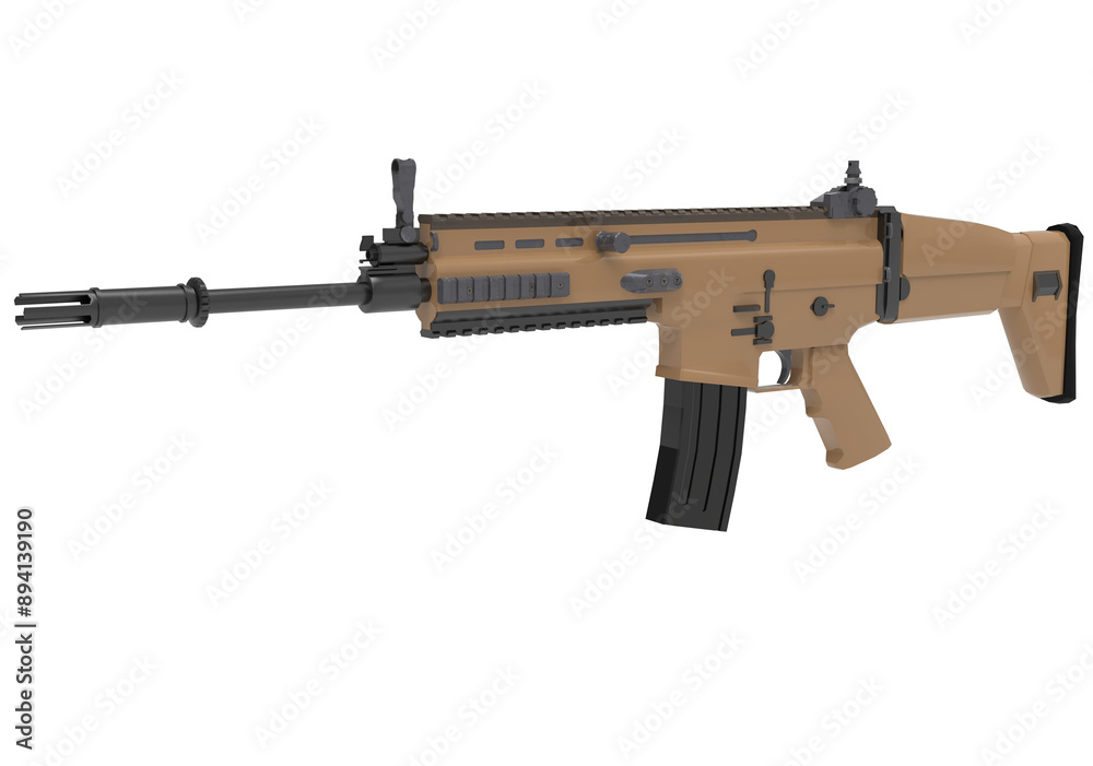 scarl gun or automatic rifle isolated on white scarl gun or automatic rifle isolated on white