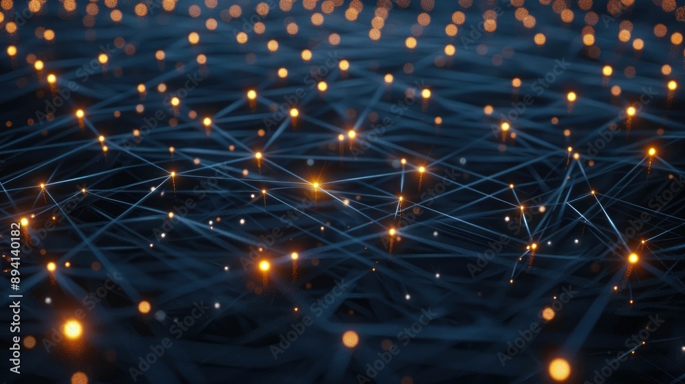 Fototapeta premium Futuristic mesh grid with glowing nodes