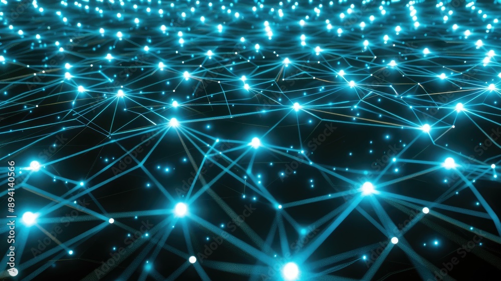 Obraz premium Futuristic mesh grid with glowing nodes