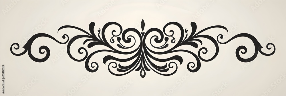 Simple Decorative Curly Black Scroll with Swirls on Ends Simple Decorative Curly Black Scroll with Swirls on Ends