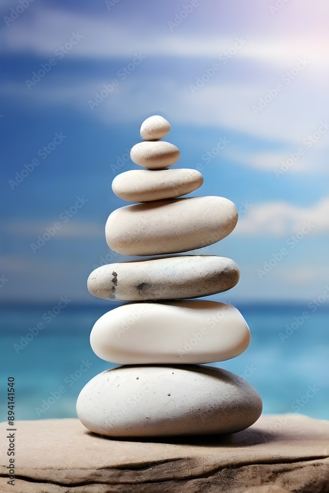 Enjoying Life Concept. Positive Mind. Natural Stone Stack to Balance Enjoying Life Concept. Positive Mind. Natural Stone Stack to Balance