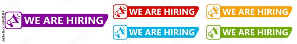 set banner We are hiring job icon. work recruitment sign design announcement template vector illustration set banner We are hiring job icon. work recruitment sign design announcement template vector illustration