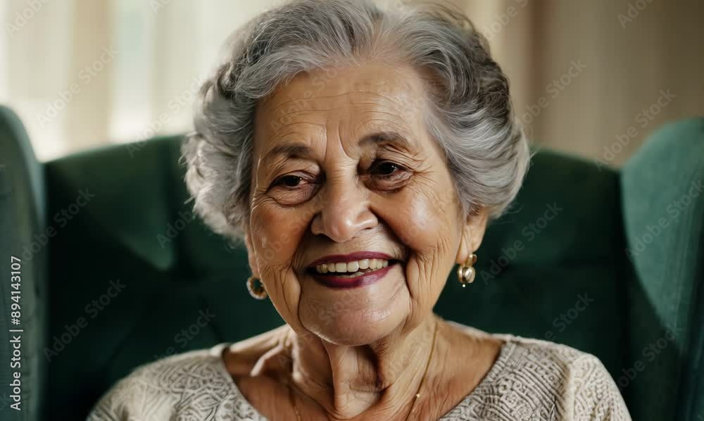 Portrait of a happy senior woman smiling at the camera at home Portrait of a happy senior woman smiling at the camera at home