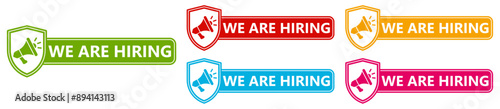 set sign We're hiring icon. Open recruitment job template banner modern design vector illustration
