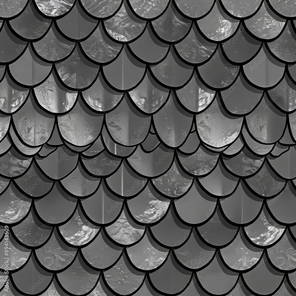 A Closeup of a Seamless Pattern of Grey Scales with Shiny Highlights
