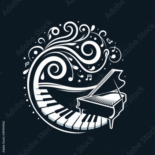 piano logo with musical notes generative with ai