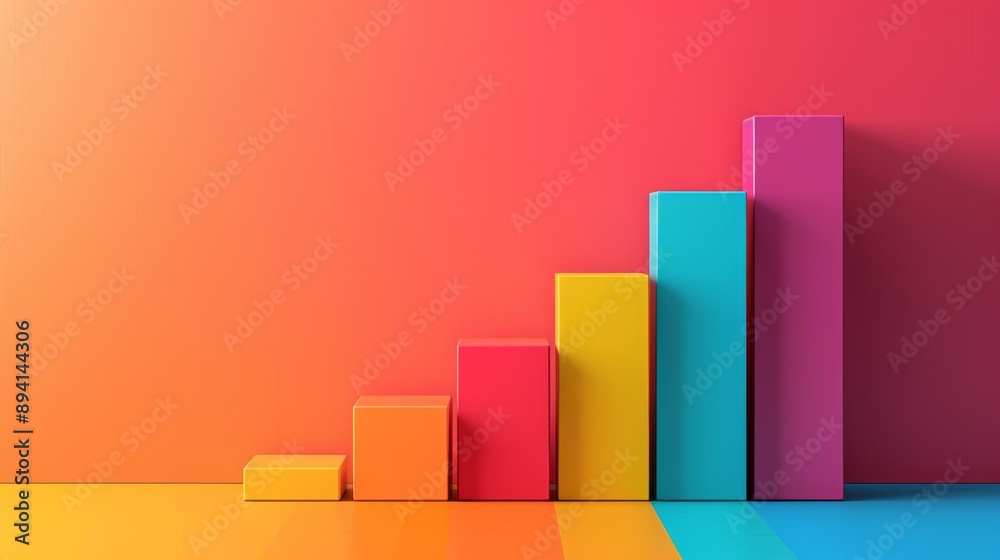 Minimalist Financial Growth Chart with Geometric Shapes and Bright Colors, Clean and Motivational Design Minimalist Financial Growth Chart with Geometric Shapes and Bright Colors, Clean and Motivational Design