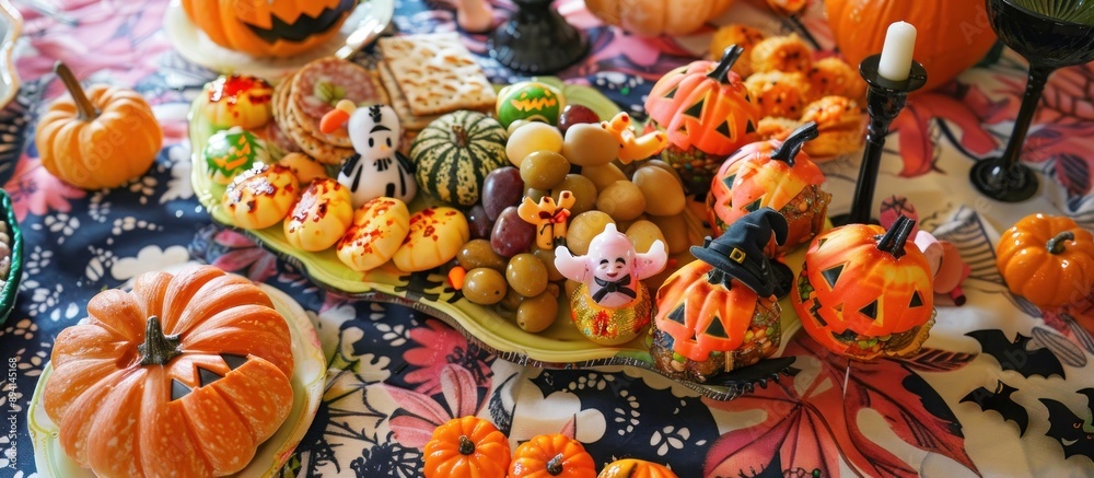 Halloween Table Setting with Pumpkins and Treats Halloween Table Setting with Pumpkins and Treats
