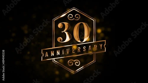 30 Anniversary animated gold, look elegant, with a transparent background.