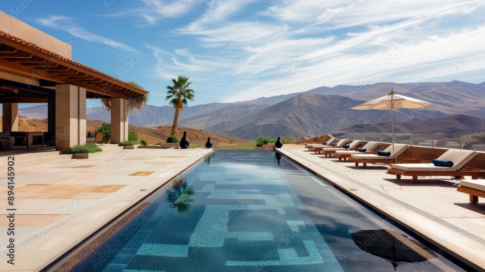 Fototapeta premium Luxury Villa with Infinity Pool and Mountain View