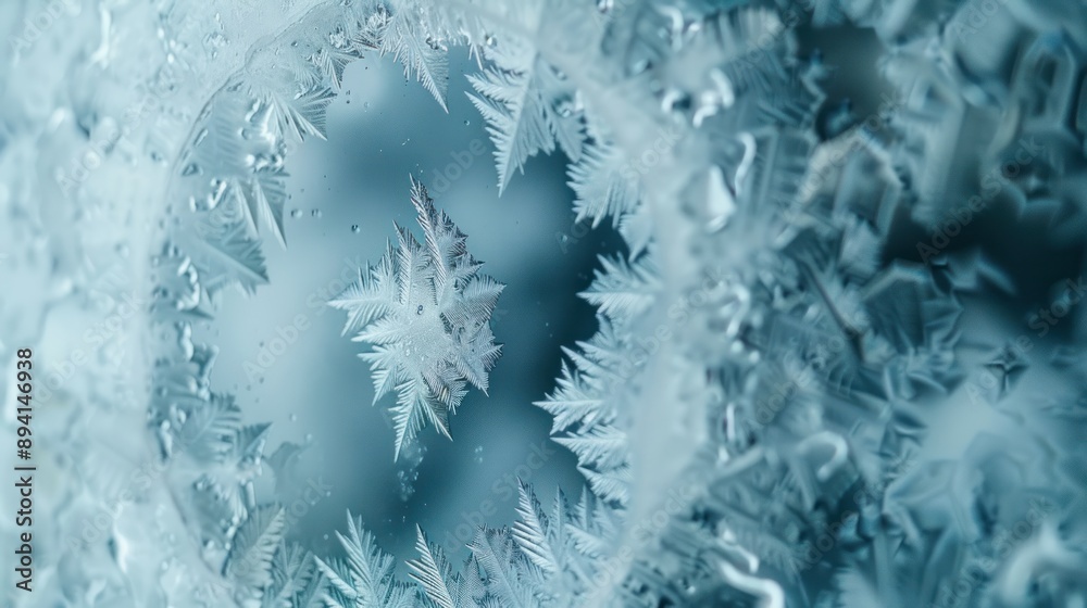 Fototapeta premium Intricate Ice Crystals on a Windowpane