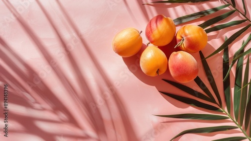 Fresh Apricots with Palm Leaf Shadows