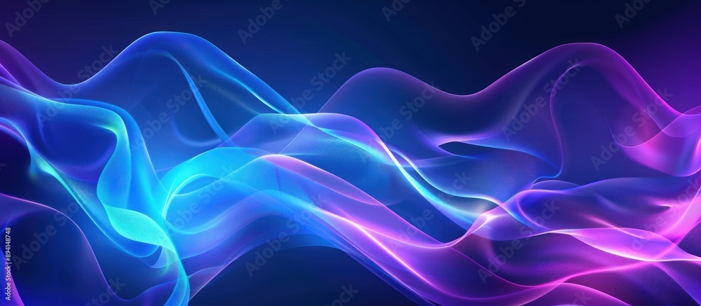 Fototapeta premium Abstract Flowing Neon Waves on Blue Background