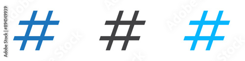 Hashtag icon outline line set sign for web app