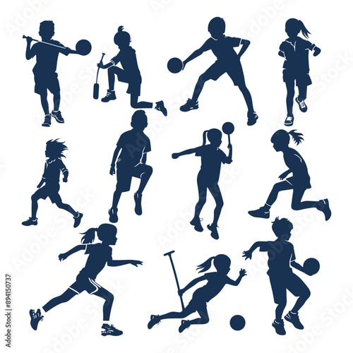 Silhouettes of Kids Playing Various Sports
