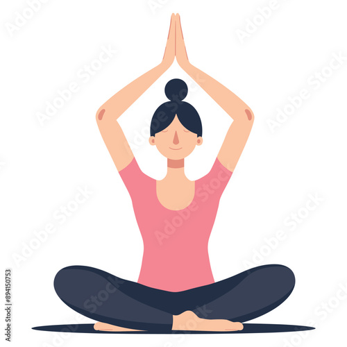 Woman practicing yoga meditation in a lotus pose.