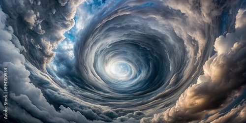 View from inside a swirling tornado looking up at the sky, tornado, storm, weather, chaos, dramatic, vortex, funnel