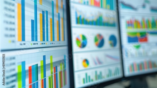 Obraz na płótnie close-up of a financial analyst's desktop with multiple spreadsheets open showing complex data analysis w salonie