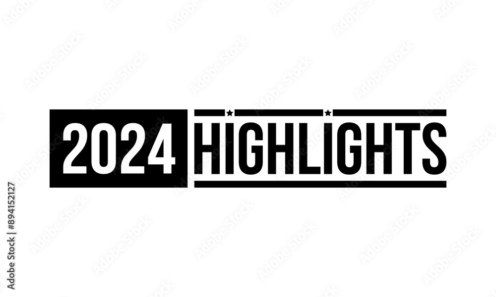 2024 highlights with stars, business or personal review, year best moments and events, final or interim results of the year, vector icon isolated on white background 2024 highlights with stars, business or personal review, year best moments and events, final or interim results of the year, vector icon isolated on white background