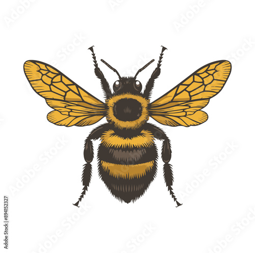 top view bee illustration isolated on white ,generative ai