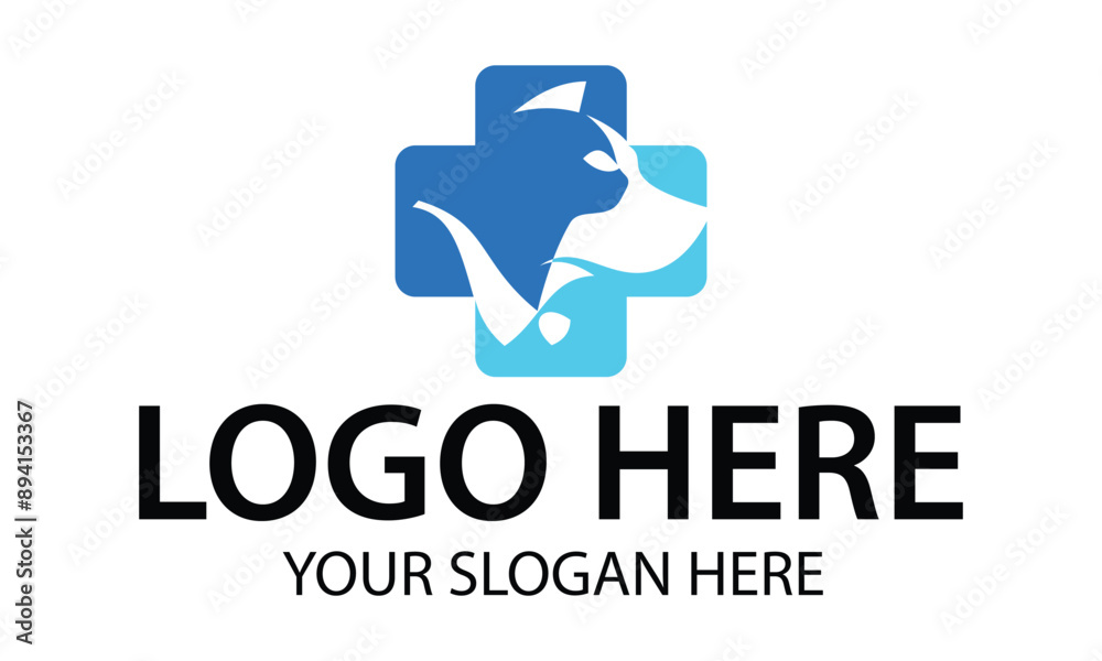 Blue Color Dog Cat Healthcare Logo Design Blue Color Dog Cat Healthcare Logo Design