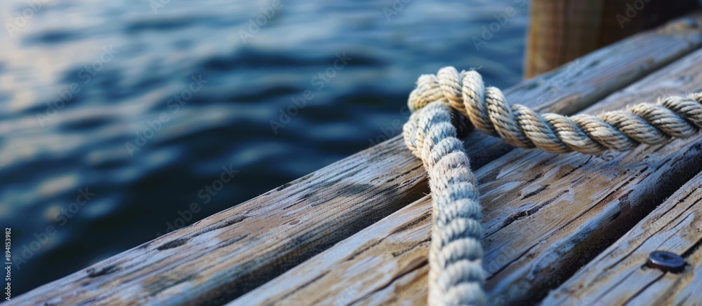 Rope on a wooden pier by the water