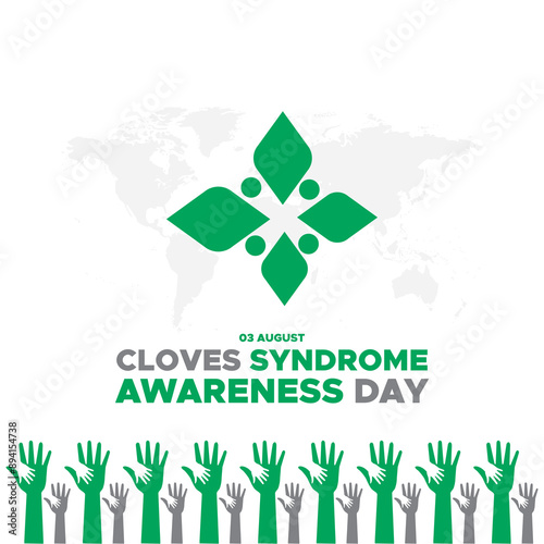 Cloves Syndrome Awareness Day, Cloves Syndrome Awareness Day held on 03 August, Cloves Syndrome Awareness Day stock illustration and vector illustration, eps file.