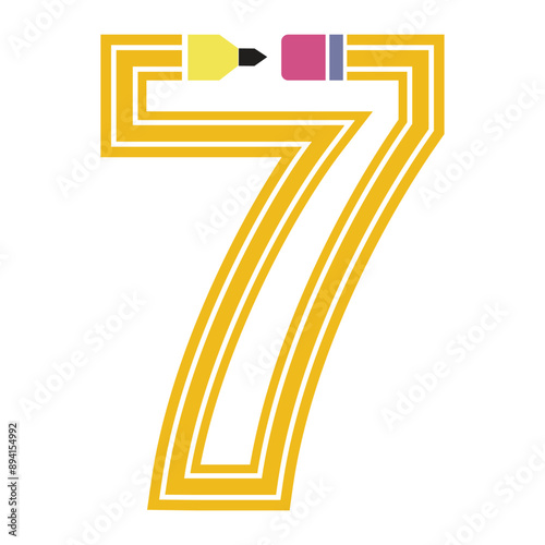 Number Seven: Pencil Stroke Illustration - Perfect Graphic Art for School Designs