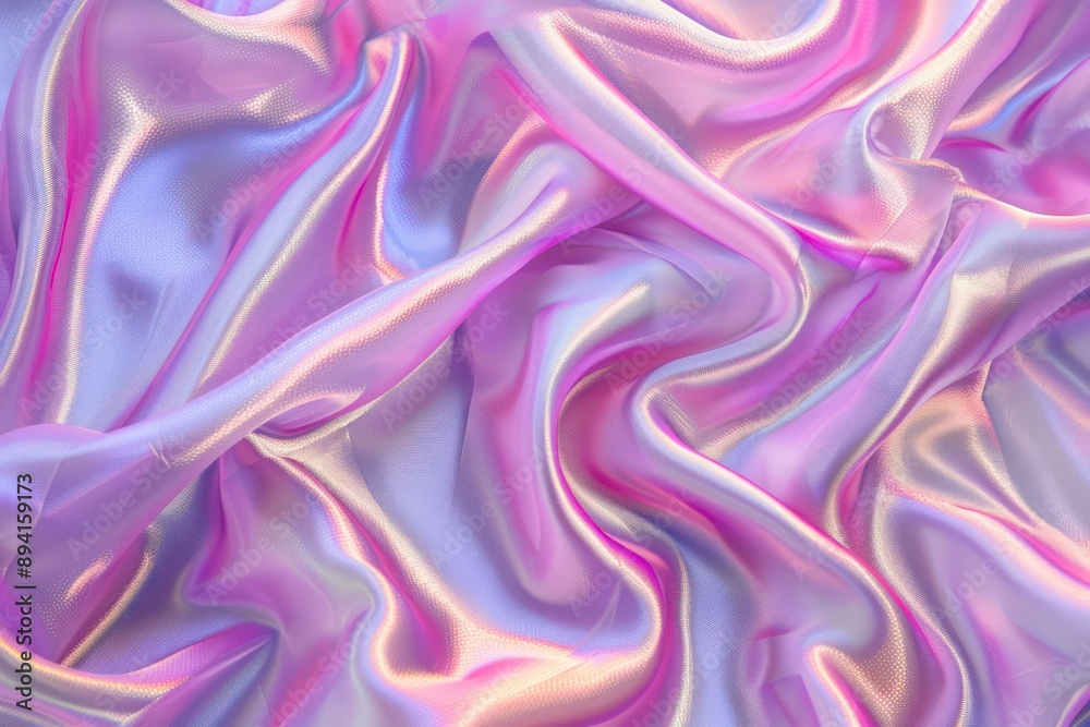 Obraz premium Abstract smooth transparent silk cloth waves with a glossy liquid texture against a soft gradient background