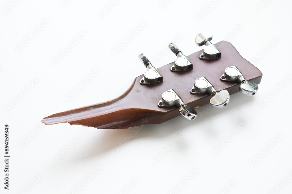 part of broken wood acoustic guitar isolated on white background part of broken wood acoustic guitar isolated on white background