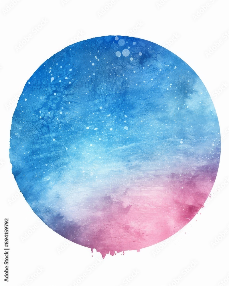 Grunge brushed round splash banner, watercolor gradient painted galaxy colored background with white stars. Futuristic cosmic design Grunge brushed round splash banner, watercolor gradient painted galaxy colored background with white stars. Futuristic cosmic design