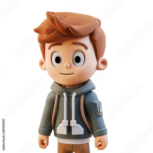 3d Boy with USB Cable-2, on isolated transparent background