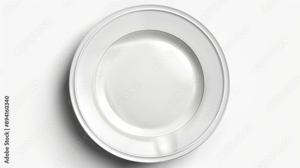 Simple, realistic illustration of a ceramic plate from above on white background. Simple, realistic illustration of a ceramic plate from above on white background.