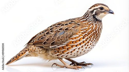 Whole quail isolated on white background for culinary and cooking concepts, quail, poultry, game bird, food, ingredient photo