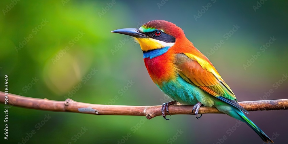 Fototapeta premium Vibrant colored bird perched on a branch, bird, colorful, nature, wildlife, feathered, vivid, plumage, vibrant, perched, branch