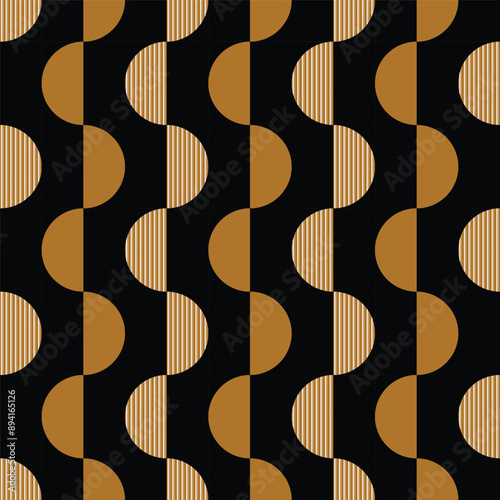 Abstract geometric semicircle graphic design print. Seamless geometric stripes pattern. Vector illustration