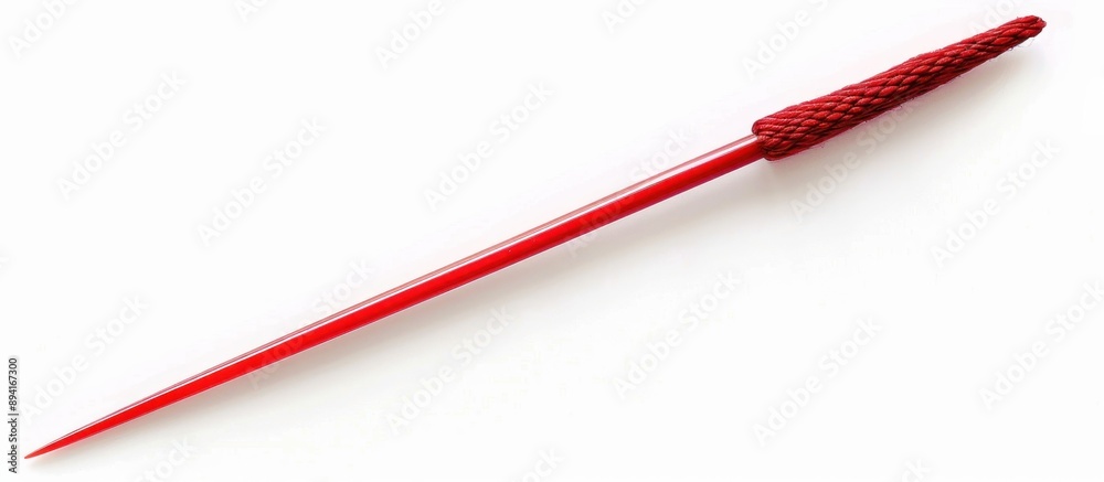 Red Wooden Stick with a Braided Tip Red Wooden Stick with a Braided Tip