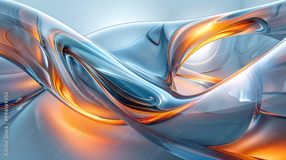 Abstract 3D Orange Blue Swirls. Abstract 3D Orange Blue Swirls.