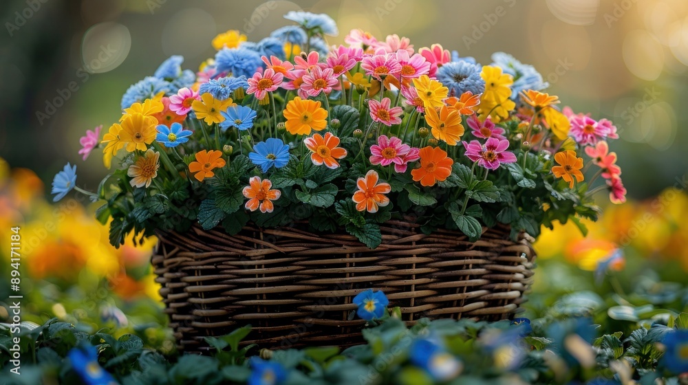 May Day Basket Overflowing with Vibrant Spring Blooms for Festive Celebration May Day Basket Overflowing with Vibrant Spring Blooms for Festive Celebration