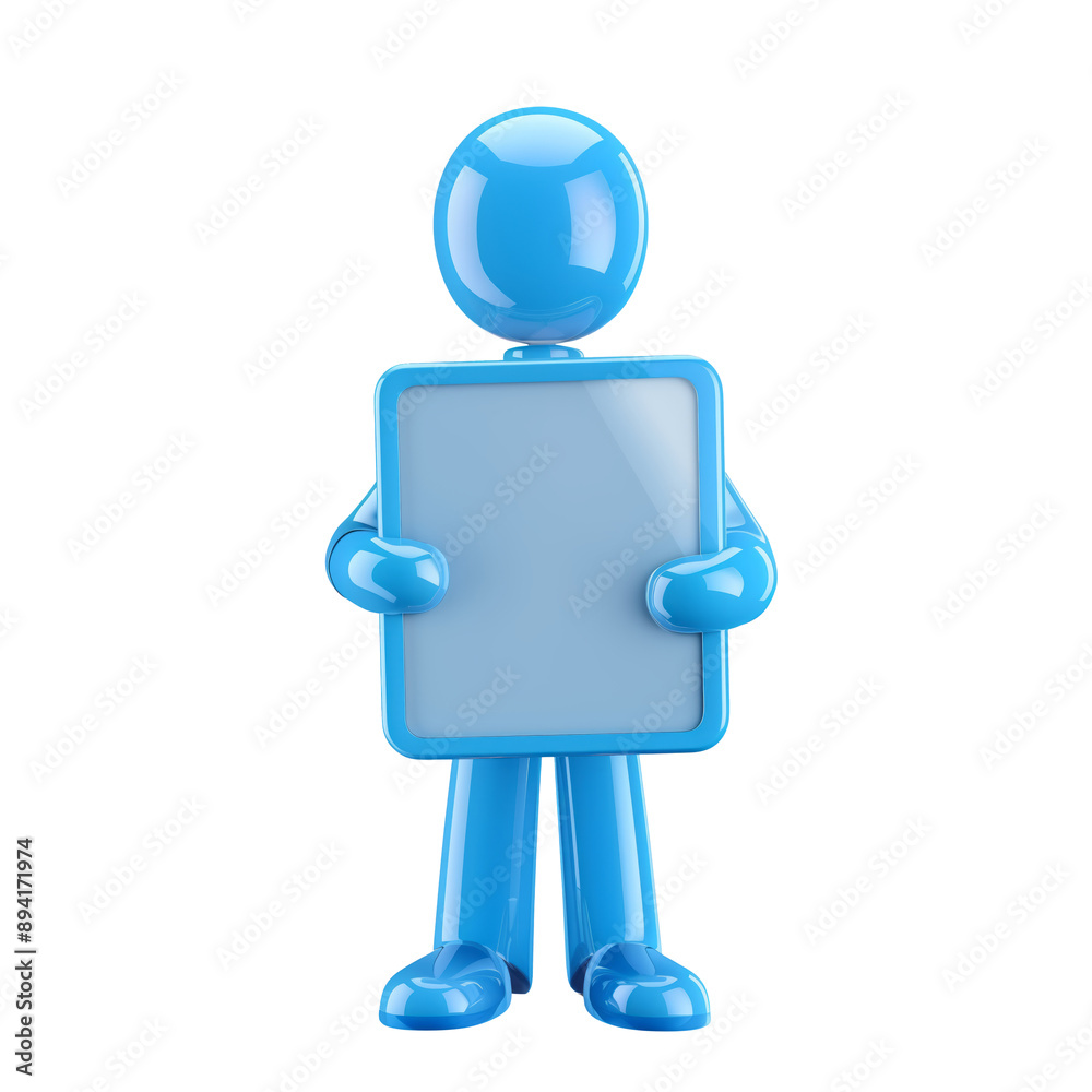 3D icon - man holding Tablet Device icon, on isolated transparent background 3D icon - man holding Tablet Device icon, on isolated transparent background