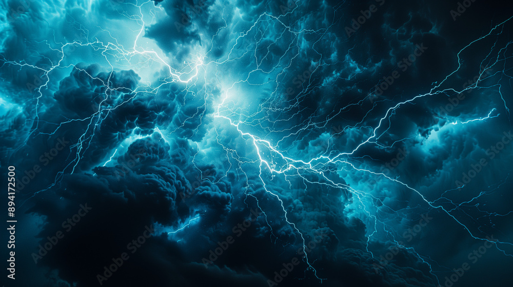 Storm blue thunderclouds, lightning flashes background Storm blue thunderclouds, lightning flashes background