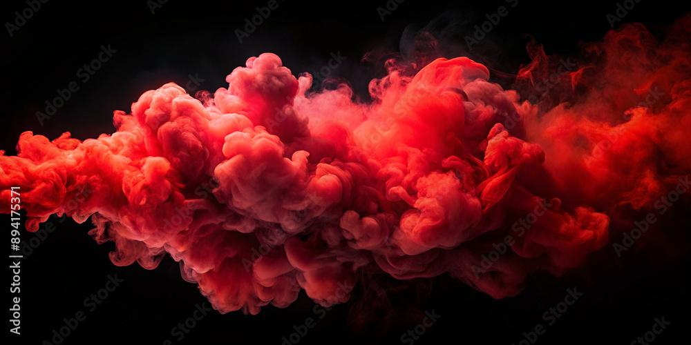 Vibrant Red Smoke on Black Background Vibrant Red Smoke on Black Background